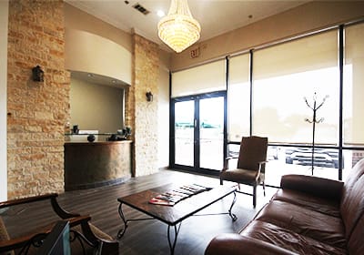 Cozy waiting room in North Dallas dental office