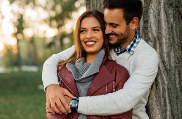 man and woman smiling together in Worcester