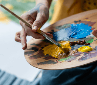Painter holding a paint palette