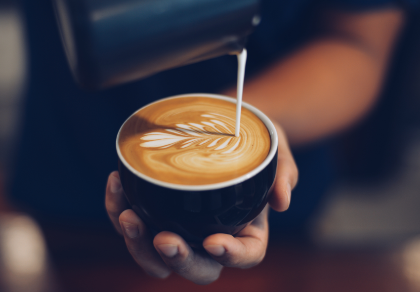 Latte being poured